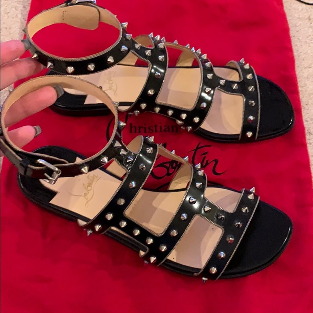 Christian Louboutin red bottom studded sandals